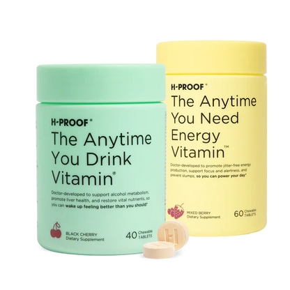 H-PROOF Bundle & Save, The Anytime You Drink Vitamin, 40 Chewable Tablets (20 Servings), Black Cherry & The Anytime You Need Energy Vitamin, 60 Chewable Tablets (30 Servings), Mixed Berry